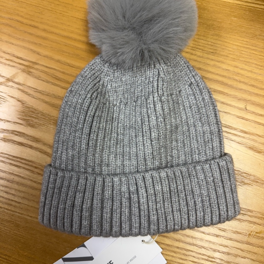 Zara 1-3 years toddler boy girl Cozy Gray Pom-Pom Beanie for Kids